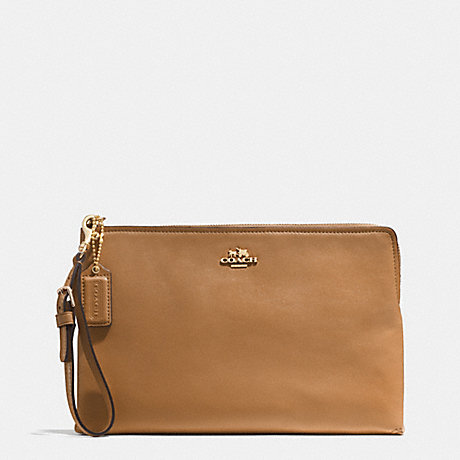 COACH MADISON LARGE POUCH CLUTCH IN LEATHER -  LIGHT GOLD/BRINDLE - f52106