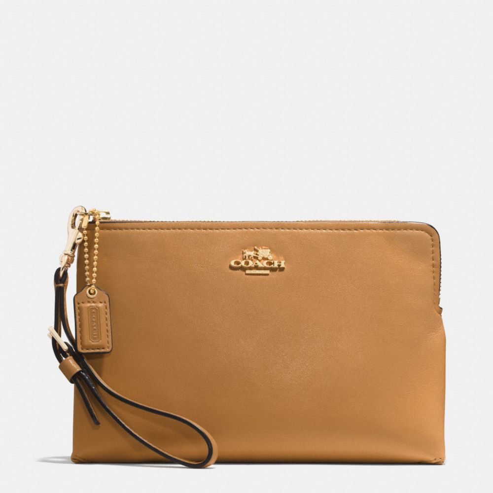 MADISON LARGE POUCH WRISTLET IN LEATHER - COACH f52115 -  LIGHT GOLD/BRINDLE