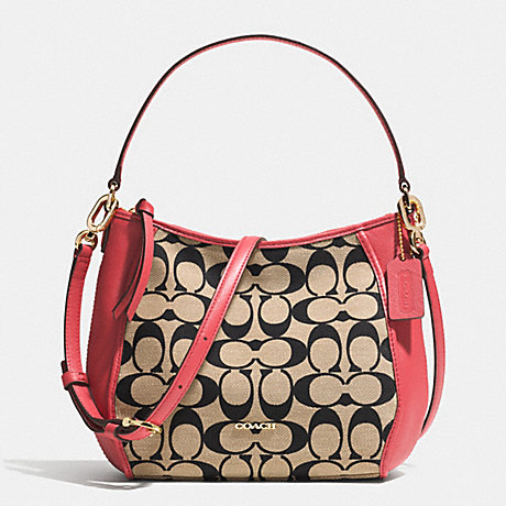 COACH LEGACY TOP HANDLE BAG IN PRINTED SIGNATURE FABRIC -  LIGHT GOLD/LIGHT KHAKI BLK/LOGANBERRY - f52122