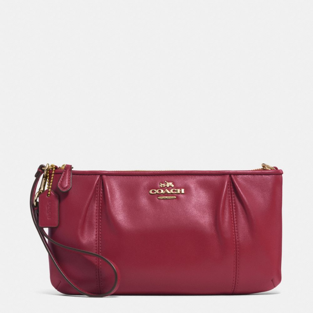 COACH COLETTE LEATHER ZIP TOP WRISTLET - IM/CRIMSON - F52153