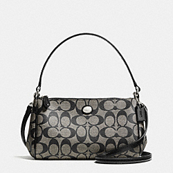 COACH PEYTON SIGNATURE TOP HANDLE POUCH WITH CROSSBODY - SILVER/BLACK/WHITE/BLACK - F52187
