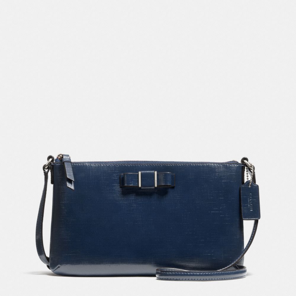 COACH DARCY PATENT BOW EAST/WEST SWINGPACK - SILVER/NAVY - F52225