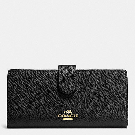 COACH SKINNY WALLET IN EMBOSSED TEXTURED LEATHER - LIGHT GOLD/BLACK - f52326