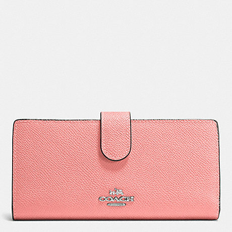 COACH SKINNY WALLET IN EMBOSSED TEXTURED LEATHER - SILVER/PINK - f52326
