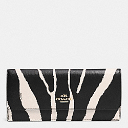 COACH SOFT WALLET IN ZEBRA EMBOSSED LEATHER - LIGHT GOLD/BLACK WHITE - F52329