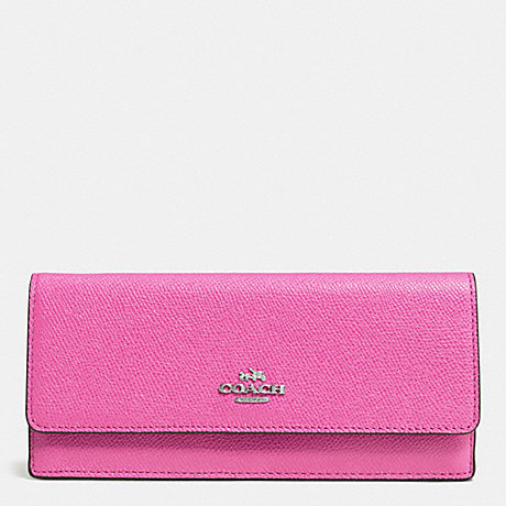 COACH SOFT WALLET IN EMBOSSED TEXTURED LEATHER - SILVER/FUCHSIA - f52331