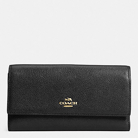 COACH CHECKBOOK WALLET IN COLORBLOCK LEATHER -  LIGHT GOLD/BLACK - f52337