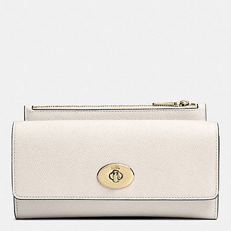 COACH SLIM ENVELOPE WALLET WITH POP-UP POUCH IN EMBOSSED TEXTURED LEATHER - LIGHT GOLD/CHALK - f52345