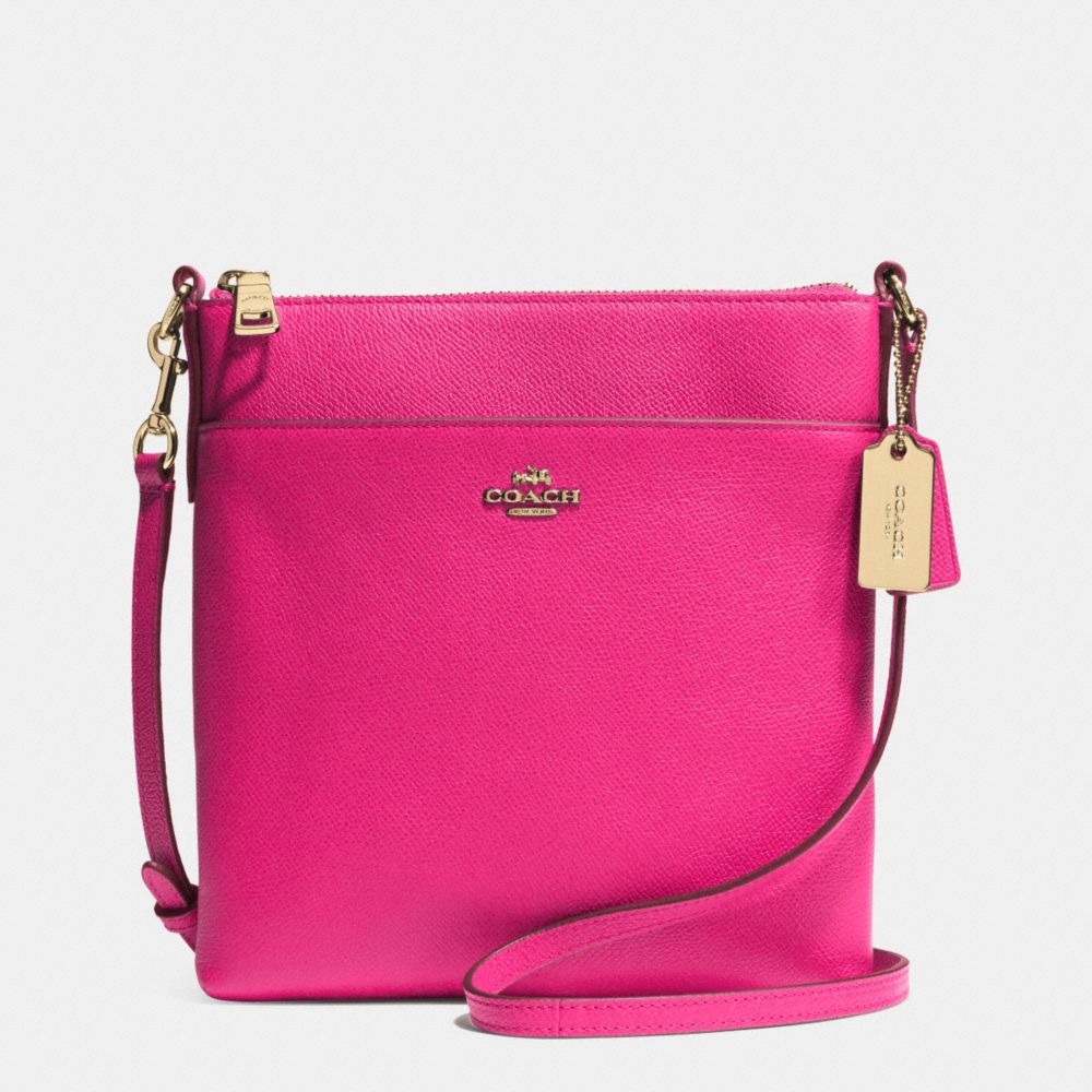 NORTH/SOUTH SWINGPACK IN EMBOSSED TEXTURED LEATHER - COACH f52348 -  LIGHT GOLD/PINK RUBY