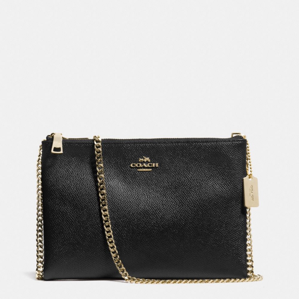 ZIP TOP CROSSBODY IN LEATHER - COACH f52357 -  LIGHT GOLD/BLACK