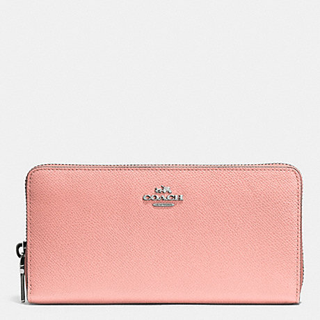 COACH ACCORDION ZIP WALLET IN EMBOSSED TEXTURED LEATHER - SILVER/BLUSH - f52372