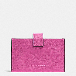 ACCORDION BUSINESS CARD CASE IN EMBOSSED TEXTURED LEATHER - COACH f52373 - SILVER/FUCHSIA