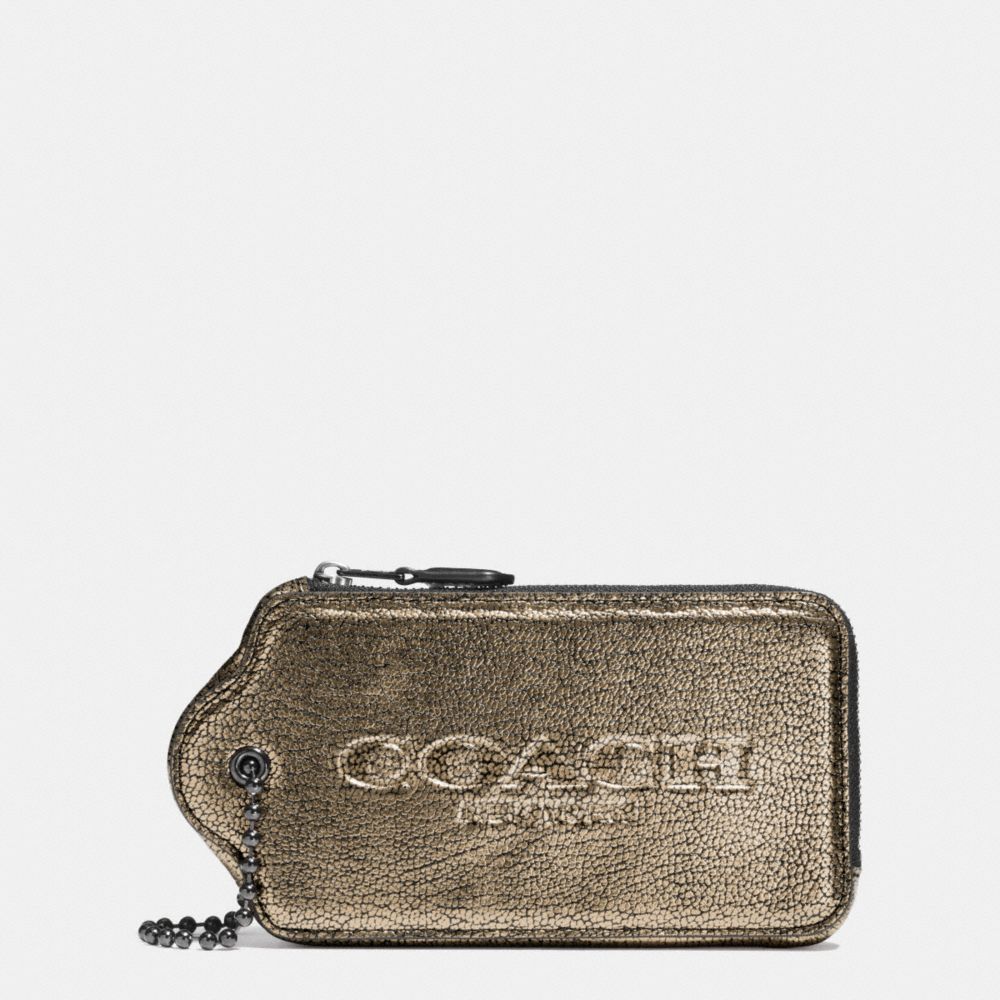 HANGTAG MULTIFUNCTION CASE IN METALLIC LEATHER - COACH f52390 -  VA/BRASS