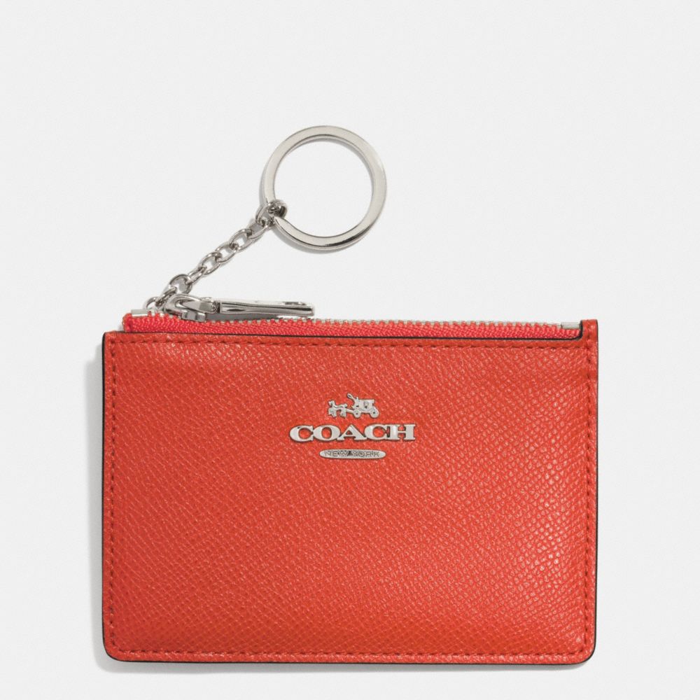 MINI SKINNY IN EMBOSSED TEXTURED LEATHER - COACH f52394 -  SILVER/CORAL