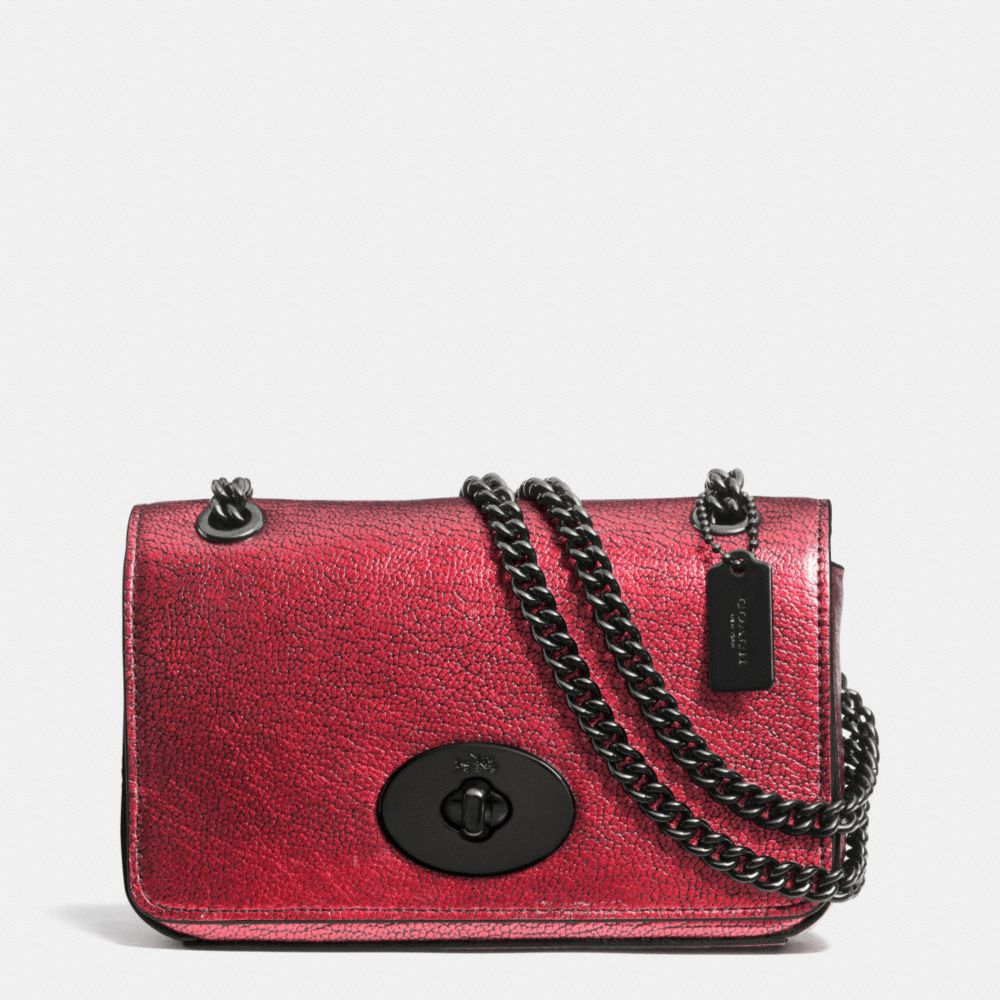 MINI CHAIN CROSSBODY IN METALLIC LEATHER - COACH f52412 -  VA/RED