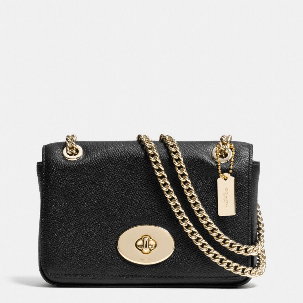 COACH MINI CHAIN CROSSBODY IN LEATHER - LIGHT GOLD/BLACK - F52413