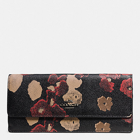 COACH SOFT WALLET IN FLORAL PRINT LEATHER -  BN/BLACK MULTI - f52430