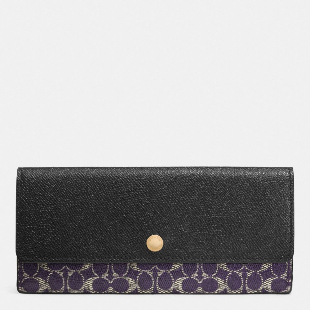 SOFT WALLET IN SIGNATURE - COACH f52448 - LIGHT GOLD/VIOLET/BLACK