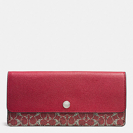 COACH SOFT WALLET IN SIGNATURE - SILVER/RED/RED - f52448