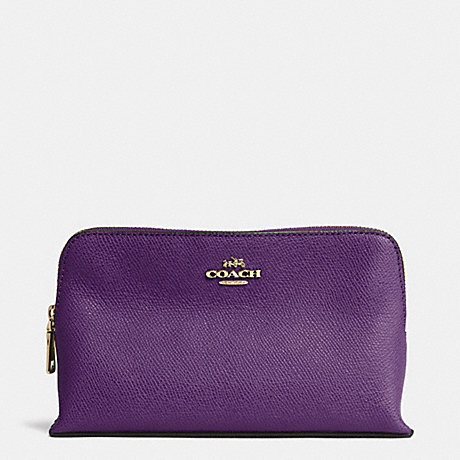 COACH SMALL COSMETIC CASE IN CROSSGRAIN LEATHER - LIGHT GOLD/VIOLET - f52461
