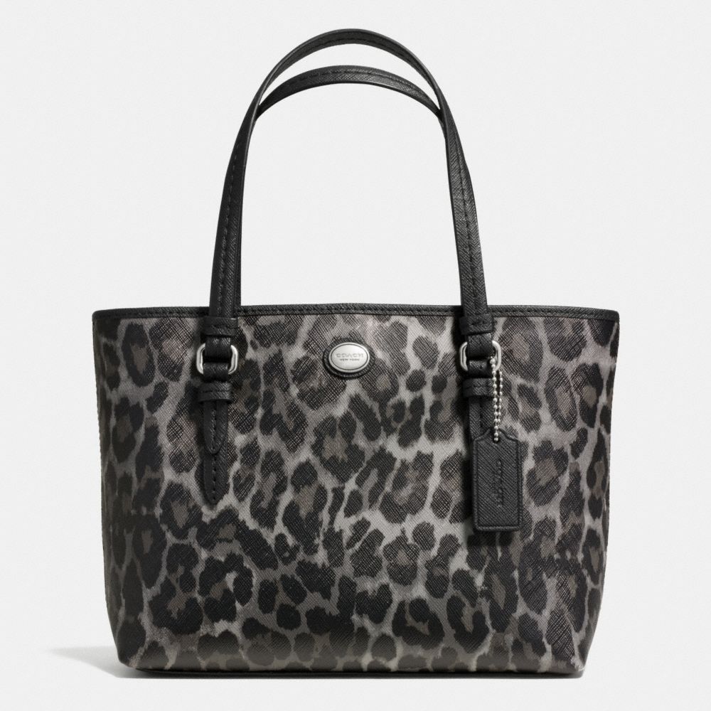 COACH PEYTON OCELOT PRINT TOP HANDLE TOTE - SILVER/GREY MULTI - F52533