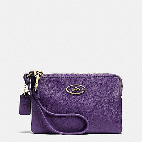 COACH L-ZIP SMALL WRISTLET IN LEATHER -  LIGHT GOLD/VIOLET - f52553