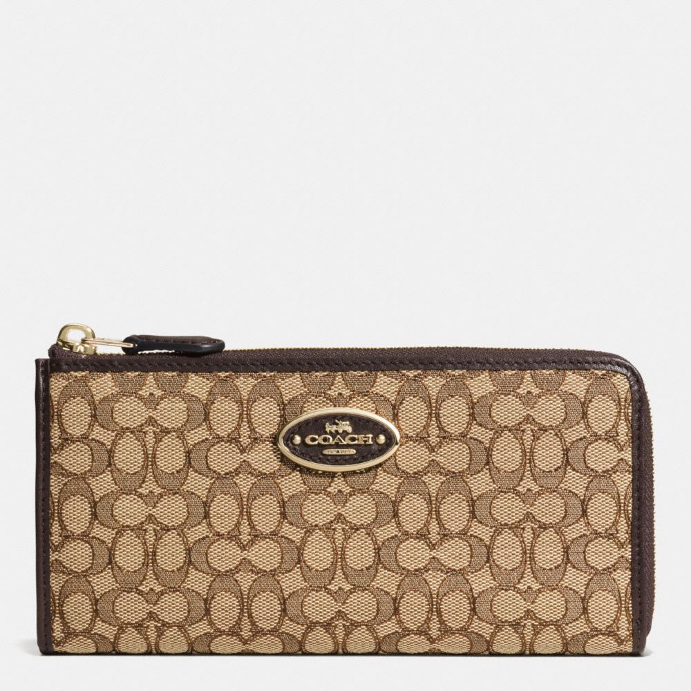 SLIM ZIP WALLET IN SIGNATURE - COACH f52570 - LIGHT GOLD/KHAKI/BROWN