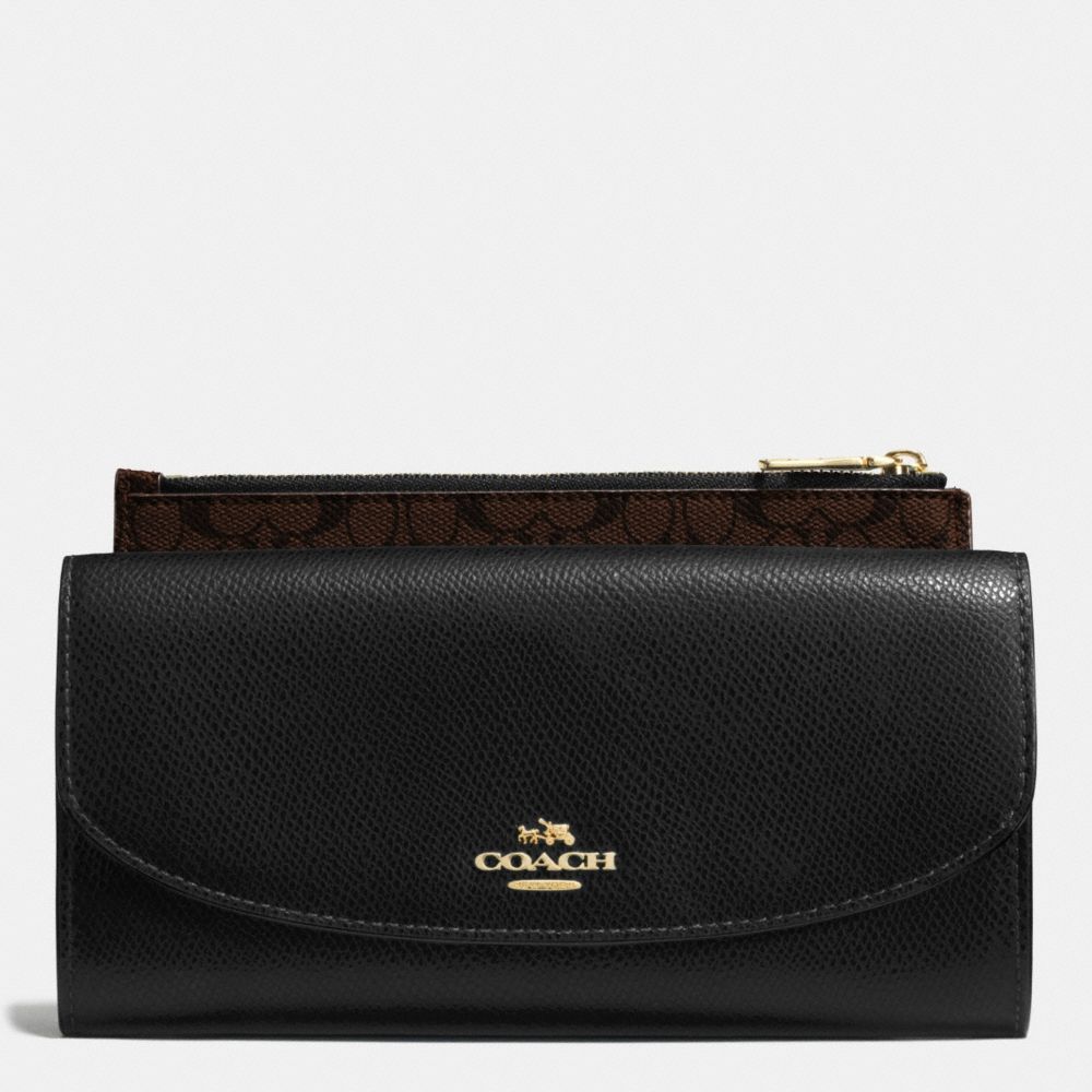 CROSSGRAIN LEATHER POP SLIM ENVELOPE - COACH f52628 - LIGHT GOLD/BLACK