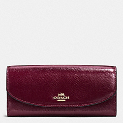 COACH POP SLIM ENVELOPE IN CROSSGRAIN LEATHER - IMITATION GOLD/SHERRY - F52628