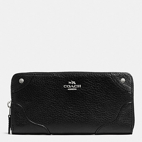 COACH MICKIE ACCORDION ZIP WALLET IN GRAIN LEATHER - SILVER/BLACK - f52645