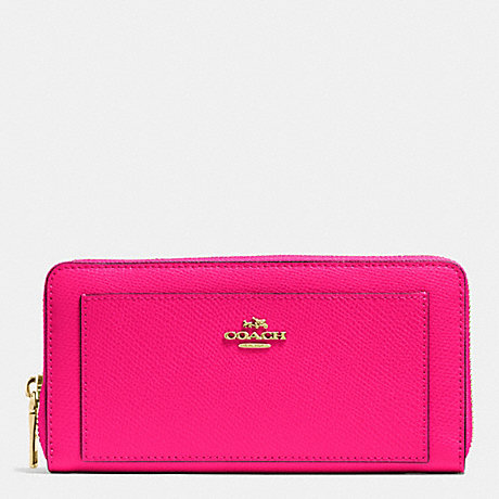 COACH ACCORDION ZIP WALLET IN LEATHER - IMITATION GOLD/PINK RUBY - f52648