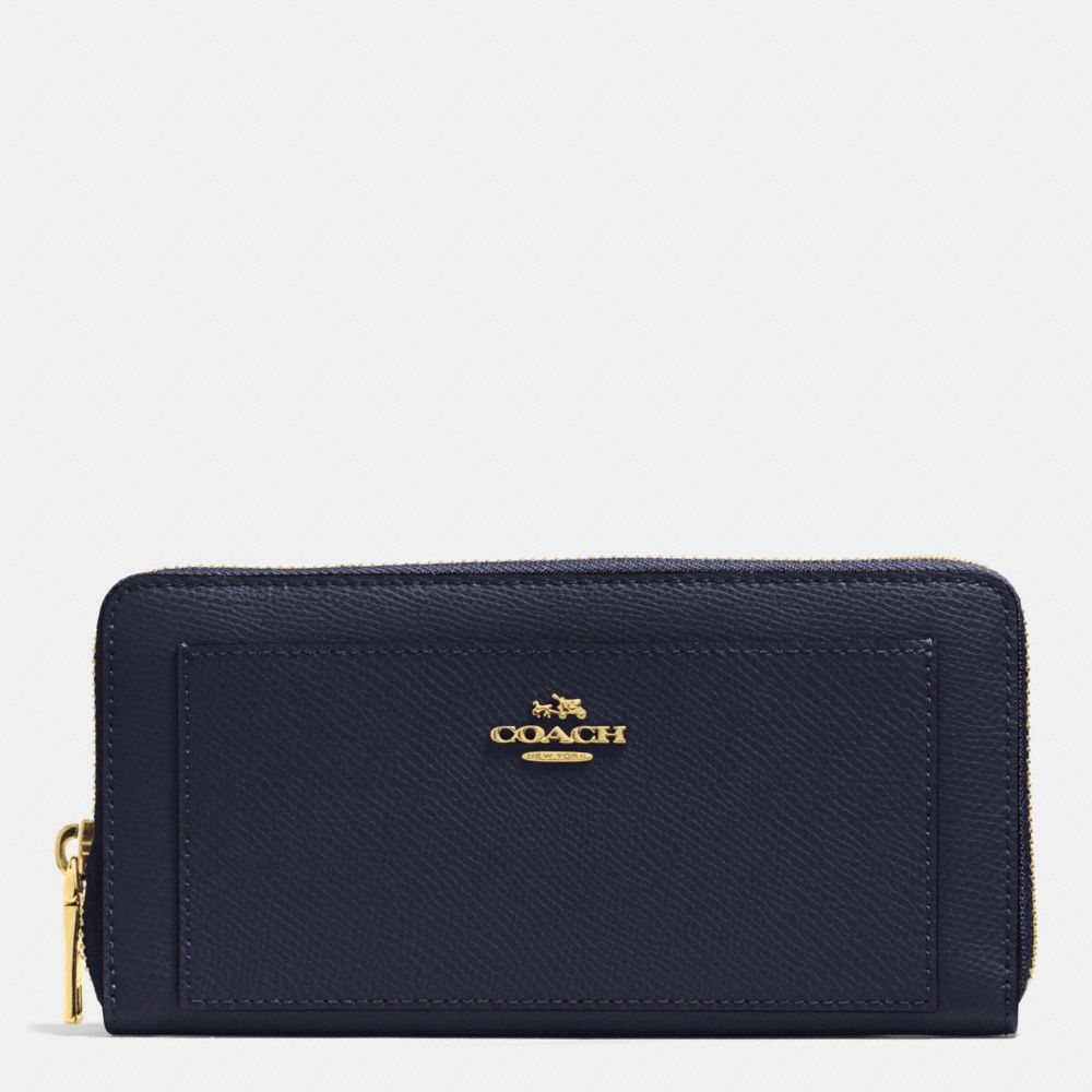 ACCORDION ZIP WALLET IN LEATHER - COACH f52648 - LIGHT GOLD/MIDNIGHT