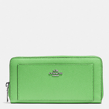 COACH ACCORDION ZIP WALLET IN LEATHER - SILVER/PISTACHIO - f52648