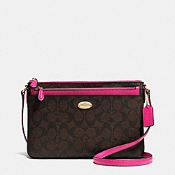 EAST/WEST POP CROSSBODY IN SIGNATURE CANVAS - COACH f52657 - IMITATION GOLD/BROWN/PINK RUBY