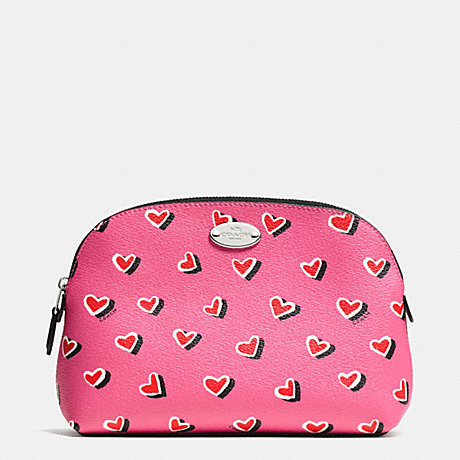 COACH COSMETIC CASE IN HEART PRINT COATED CANVAS -  SILVER/PINK MULTICOLOR - f52685