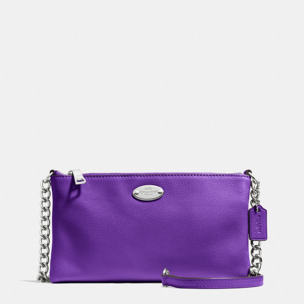 QUINN CROSSBODY IN PEBBLE LEATHER - COACH f52709 - SILVER/PURPLE IRIS