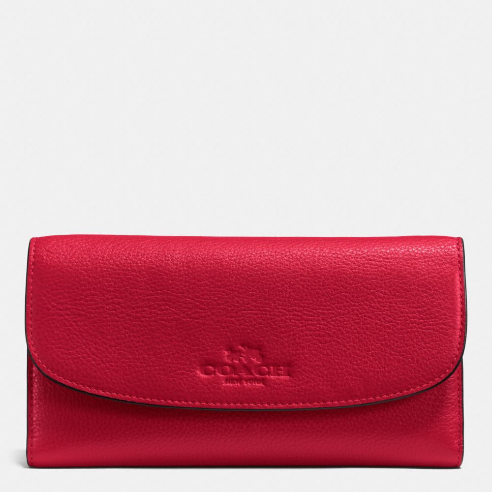 PEBBLE LEATHER CHECKBOOK WALLET - COACH f52715 - IMITATION GOLD/TRUE RED