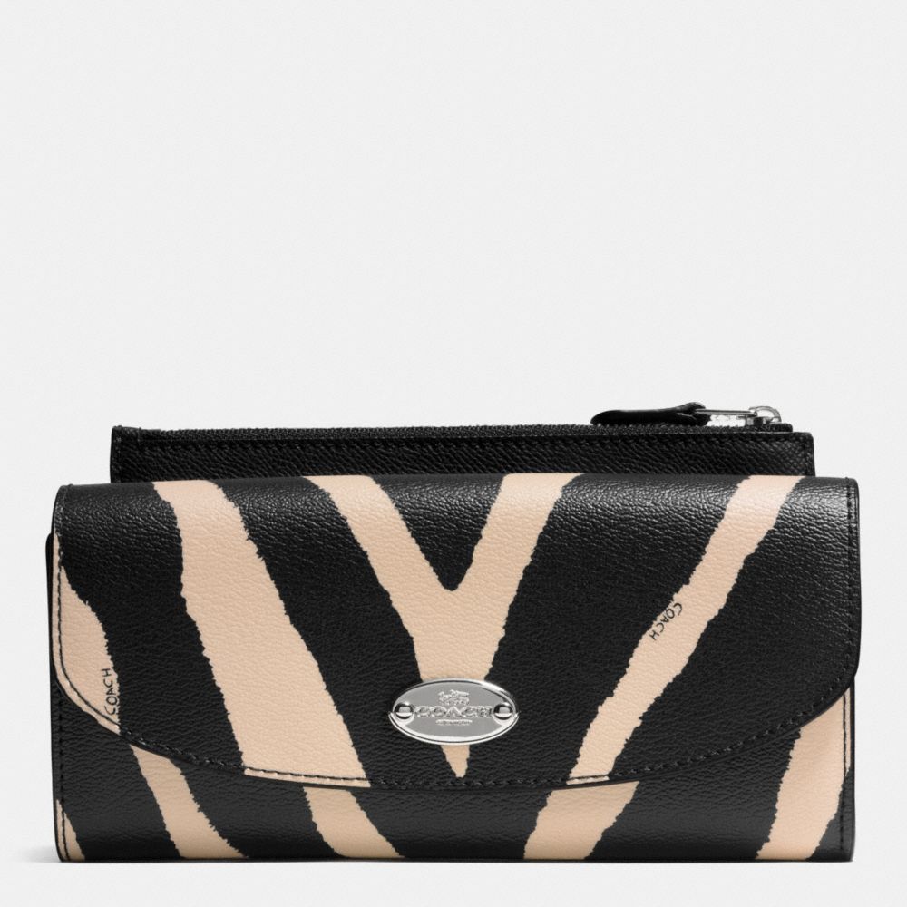 POP SLIM ENVELOPE WALLET IN ZEBRA PRINT CANVAS - COACH f52739 - SILVER/BLACK MULTI