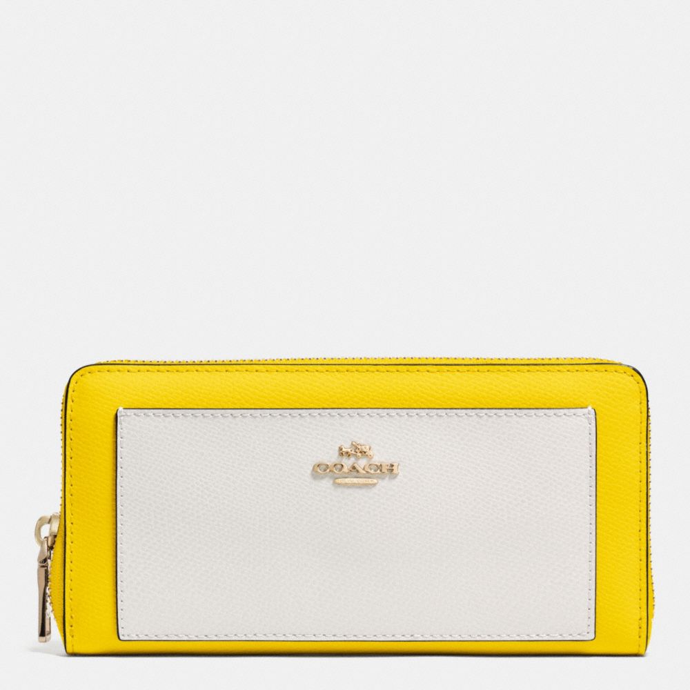 ACCORDION ZIP WALLET IN BICOLOR CROSSGRAIN LEATHER - COACH f52756 -  LIGHT GOLD/YELLOW/CHALK