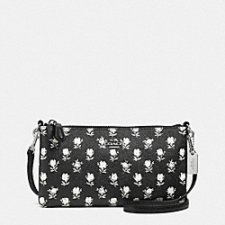 HERALD CROSSBODY IN PRINTED CROSSGRAIN LEATHER - COACH f52834 - SILVER/BK PCHMNT BDLND FLR