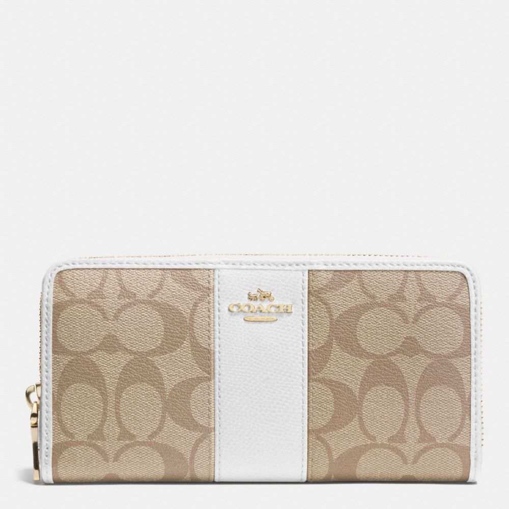 ACCORDION ZIP WALLET IN SIGNATURE CANVAS - COACH f52859 - LIGHT  GOLD/LIGHT KHAKI/CHALK