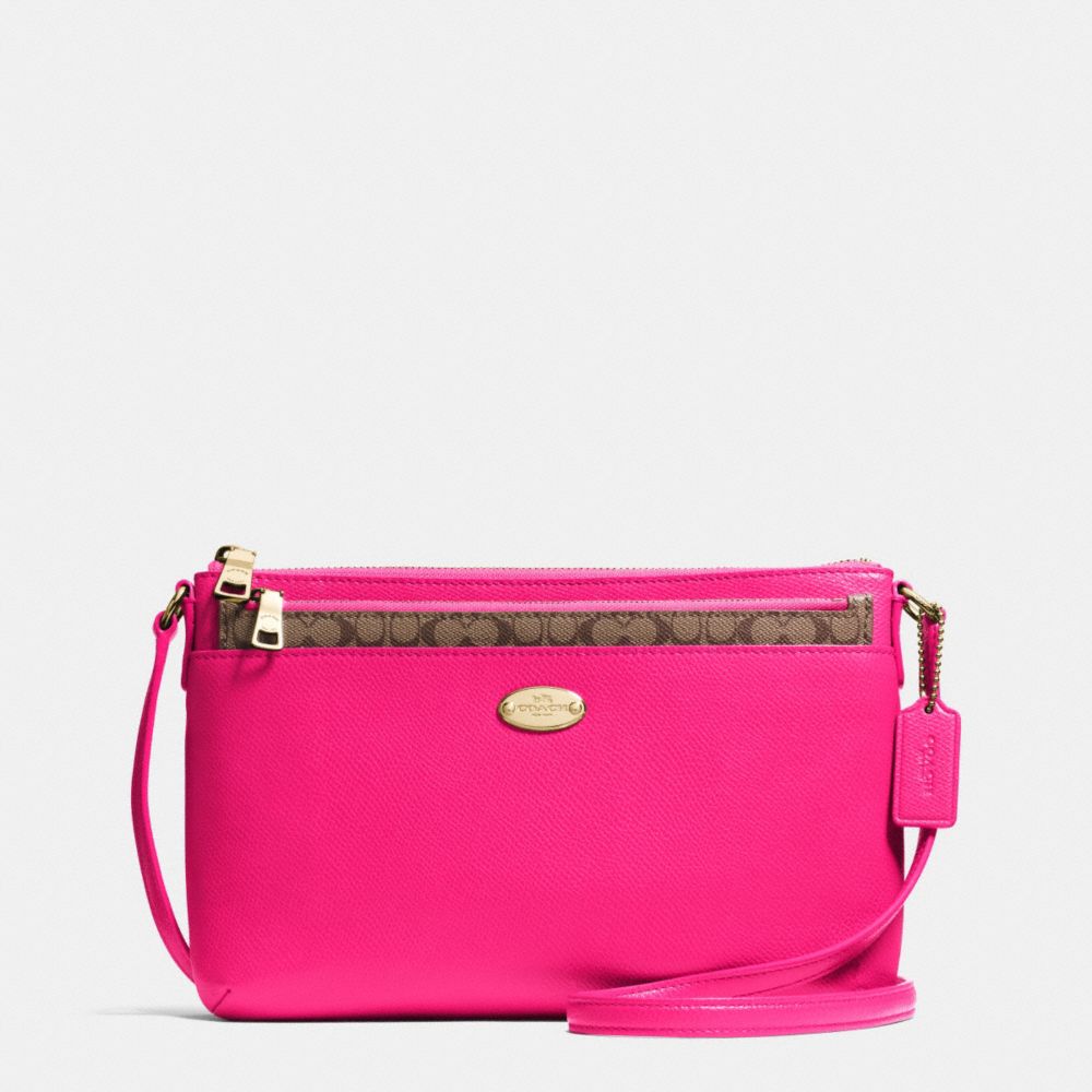 CROSSGRAIN LEATHER EAST/WEST POP CROSSBODY - COACH f52881 - IMITATION GOLD/PINK RUBY