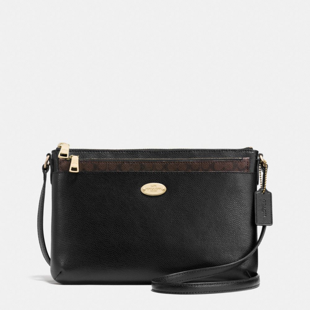 CROSSGRAIN LEATHER EAST/WEST POP CROSSBODY - COACH f52881 - LIGHT  GOLD/BLACK