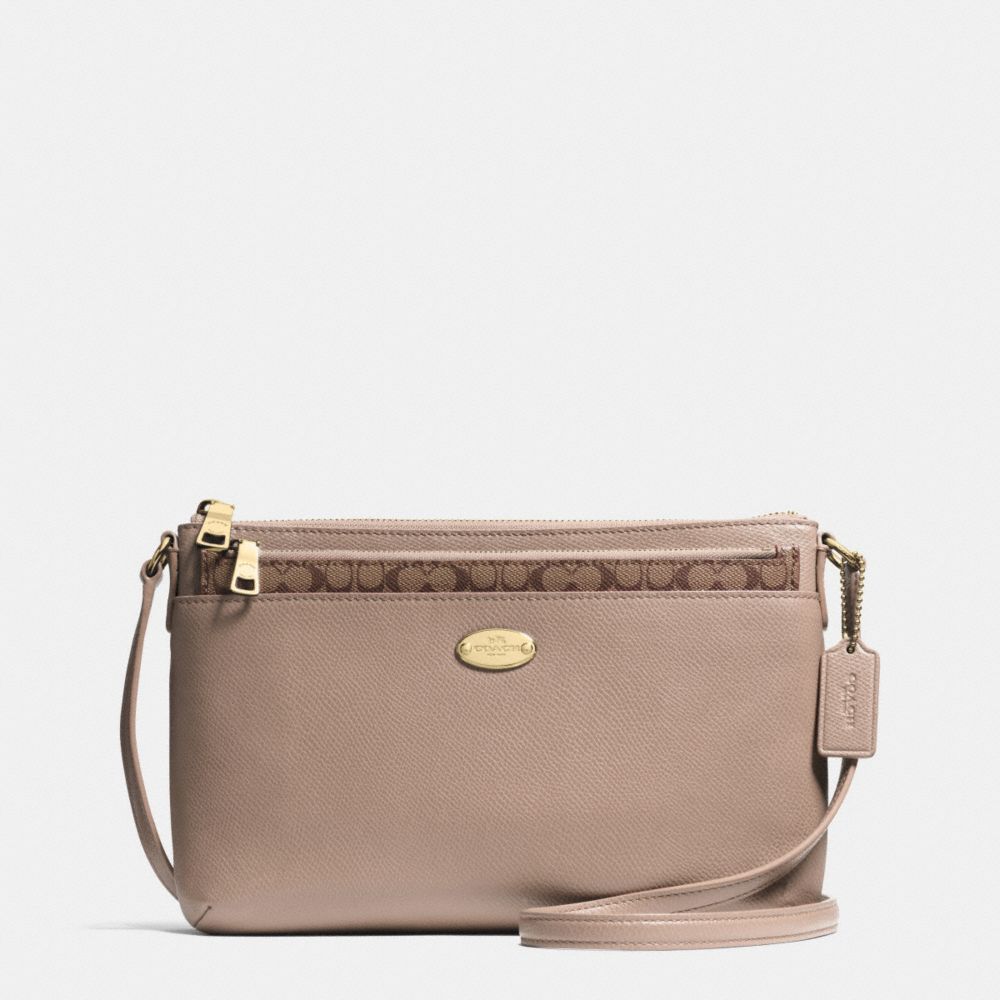 COACH CROSSGRAIN LEATHER EAST/WEST POP CROSSBODY - LIGHT GOLD/STONE - F52881