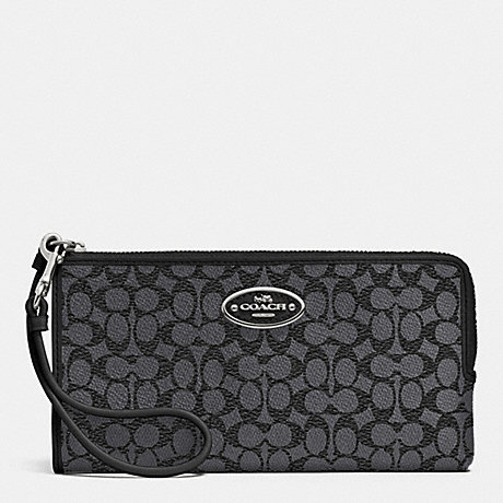COACH ZIPPY WALLET IN EMBOSSED SIGNATURE - SILVER/CHARCOAL - f52997