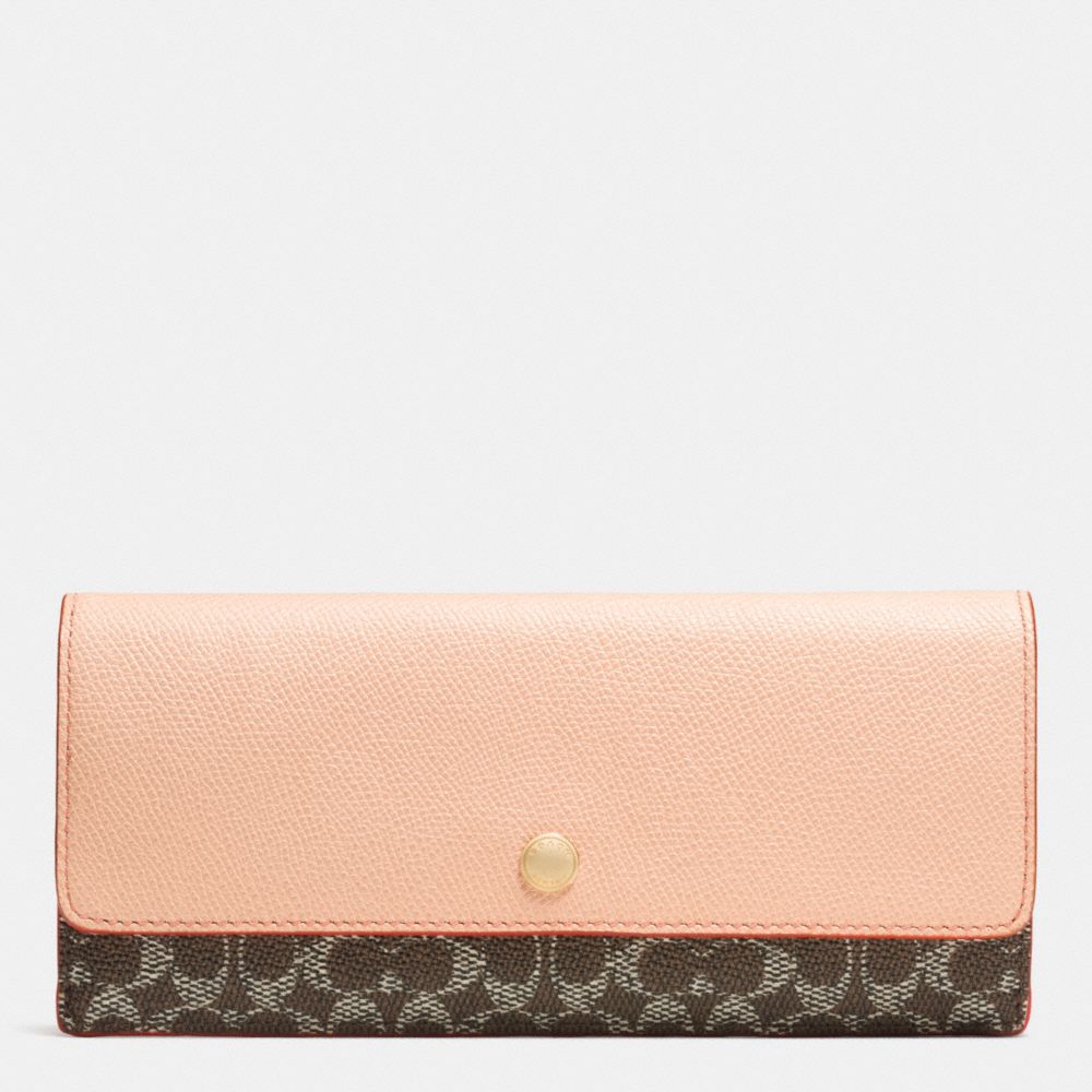 SOFT WALLET IN EMBOSSED SIGNATURE - COACH f52999 - LIGHT GOLD/SADDLE/APRICOT