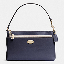 POP POUCH IN BI-COLOR CROSSGRAIN LEATHER - COACH f53014 - LIGHT GOLD/MIDNIGHT/CHALK