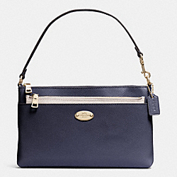 COACH POP POUCH IN BI-COLOR CROSSGRAIN LEATHER - LIGHT GOLD/MIDNIGHT/CHALK - F53014