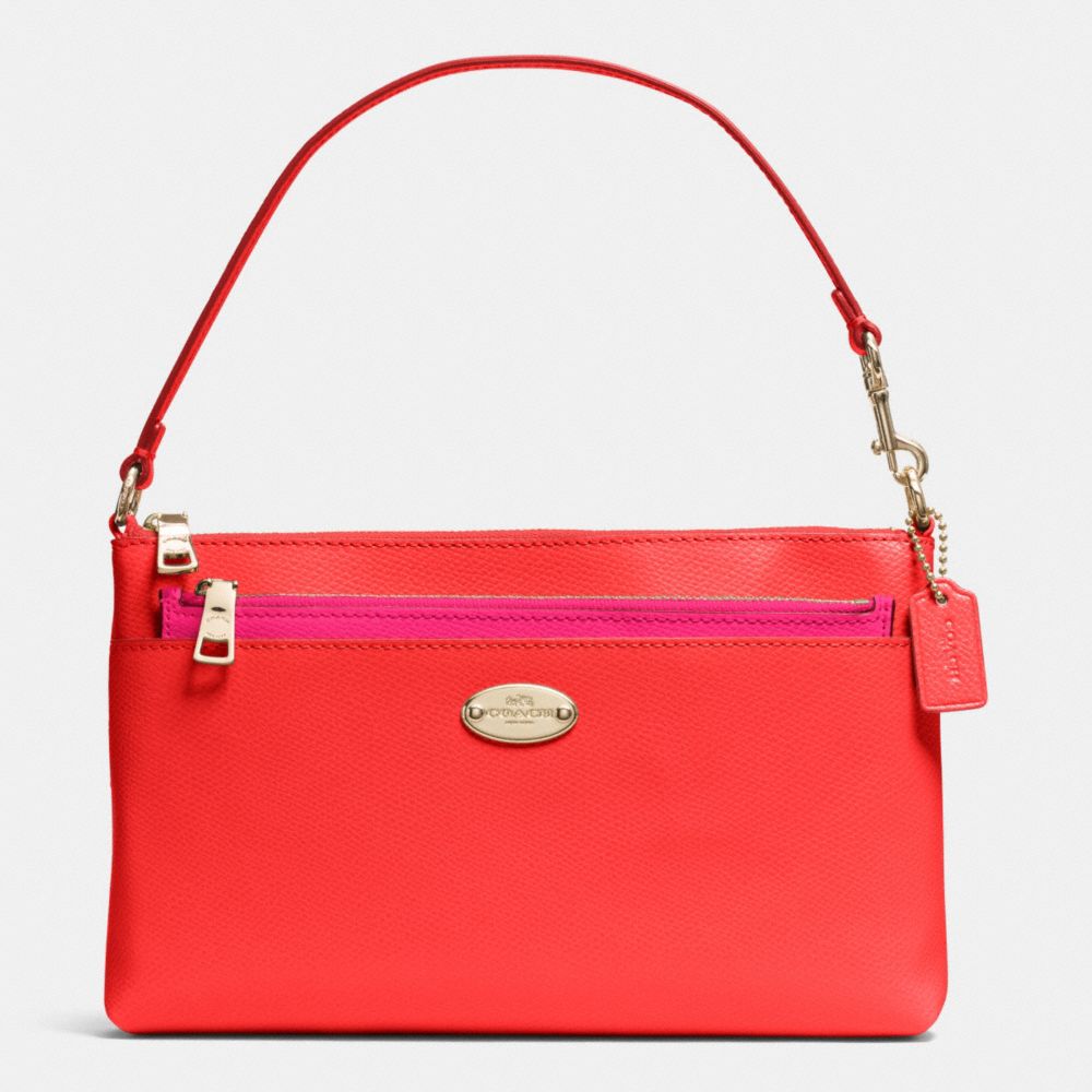 COACH POP POUCH IN BI-COLOR CROSSGRAIN LEATHER - LIGHT GOLD/CARDINAL/PINK RUBY - F53014