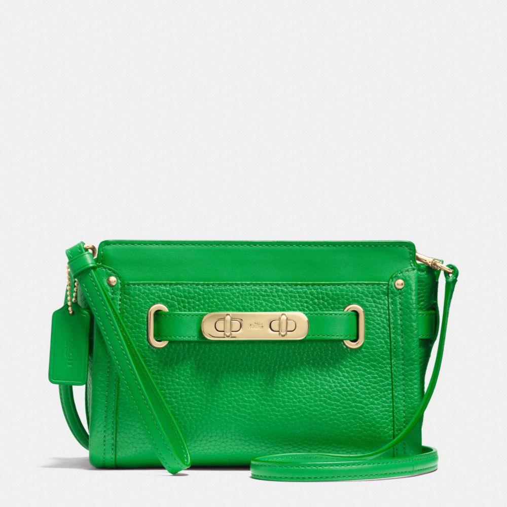 COACH SWAGGER WRISTLET IN PEBBLE LEATHER - COACH F53032 - LIGHTGOLD/GREEN